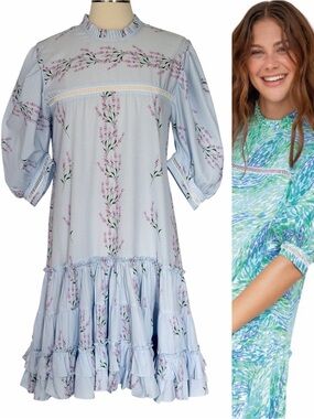 KLEID For Her Avril Drop Waist Floral Ruffle Mini Dress Size L